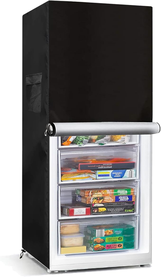 Bitubi Upright Freezers Cover,Outdoor Refrigerator Cover,– Waterproof, Dustproof, Sun-Proof, 23"W x 23"D x 56"H. Suitable for most 5-7.5 Cubic Compact Mini Freezer on market (Black)