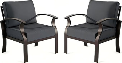 ALAULM Aluminum 2-Seat Patio Furniture Set, Metal Outdoor Furniture Sectional Sofas w/5.1" Cushions for Patio, Backyard, Poolside-Black