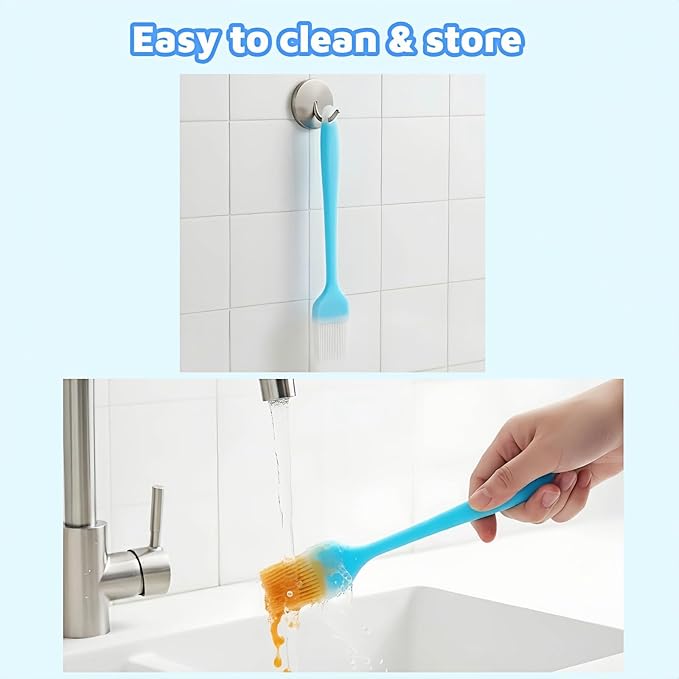 Silicone Basting Pastry Brush, 10.35 Inch, Blue, Food Grade, Heat Resistant -30°C to 230°C, No Bristle Loss, for Baking, BBQ, and Cooking