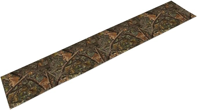 Forest Camouflage Style Table Runner, Forest Camo Conifer Oak Branches Leaves Mossy Hunting Lodge Camp Cabin Pattern for Kitchen CoffeeTea Table Dinner Room 13x120in