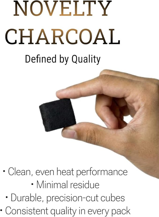Novelty Coconut Charcoal Cubes with 5.5" Aluminum Foil – Premium 25mm Natural Coals, 72 Pieces, 1kg Box – Lightweight, Long-Lasting & Clean Burn (4 Pack)