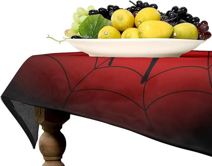 Spider Web Tablecloth, Big Spider Black Spiderweb Water Resistant Wipeable Table Cover for Picnic Party Holiday Kitchen Dinner Table 55"x55"
