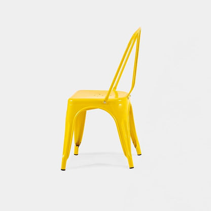 AC Pacific 18 Inch Seat Height Industrial Metal Dining Chairs, Stackable Kitchen or Bar Seat, Durable Modern Design, Versatile Accent Furniture, Set of 2, Yellow