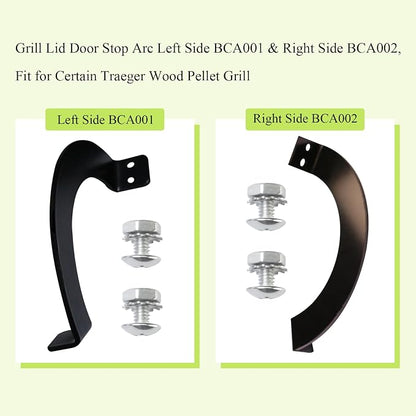 BCA001 LH & BCA002 RH Grill Lid Door Stop Arc W/Screws, For Traeger Grills | Durable high-strength metal, Fits Pro Series 22, Fit Tailgater 20, Easy installation W/screws, For Century 885 & Eastwood 22