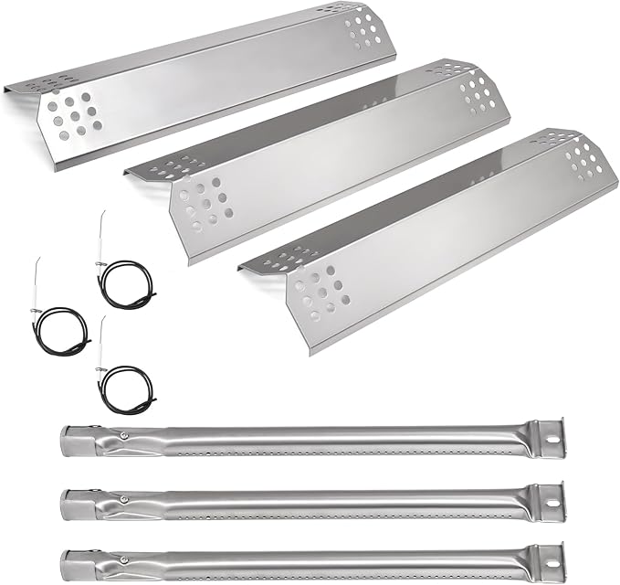 Hiorucet Grill Parts for Kitchenaid Grill 720-0787D, 720-0953, 730-0953, 720-0953A, Stainless Steel Heat Plates Shields, Burners Tubes and Ignitors for Kitchen Aid 3 Burner Grill Replacement Parts.