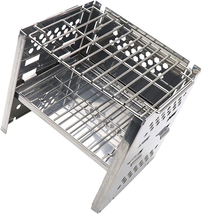Kisangel Portable Charcoal Grill Bbq Grill for Camping Outdoor Garden Sturdy Grate Lightweight Easy Assembly