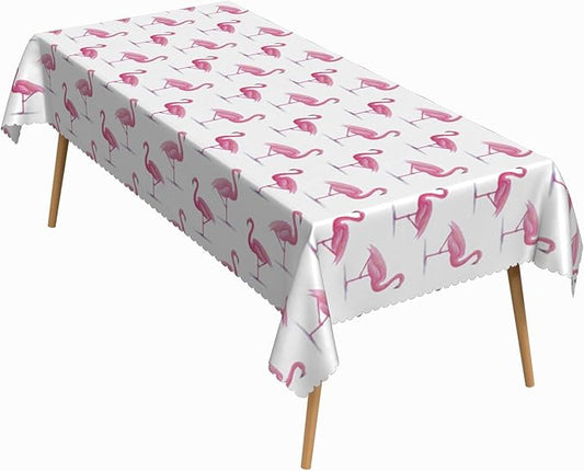 54x78 Inch Tropical Watercolor Flamingo Rectangle Tablecloth Pink White Elegant Coastal Flamingo Table Cloth Washable Durable Table Cover for Home Kitchen Dining Beach Party BBQ Decor