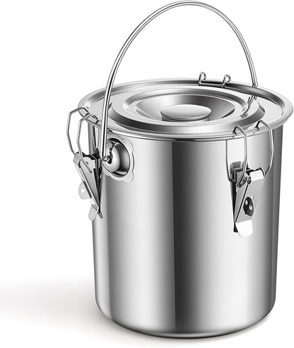 3 Gallon Stainless Steel Charcoal Saver ash Bucket with Grill and Lockable Lid, Fire Bucket for Collecting Hot Charcoal and Ashes, for Fireplaces, Fire Pits, Hearths, Indoors Outdoors