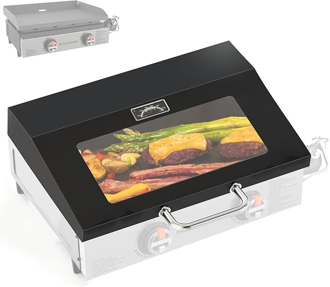 Hinged Lid for Blackstone 22 inch Griddle Lid Tabletop Omnivore 1666(2024 Model), Visualized Glass FlatTop Hard Cover for Blackstone Accessories 22" Omnivore Griddle Hood 2203 1813 Replacement etc.
