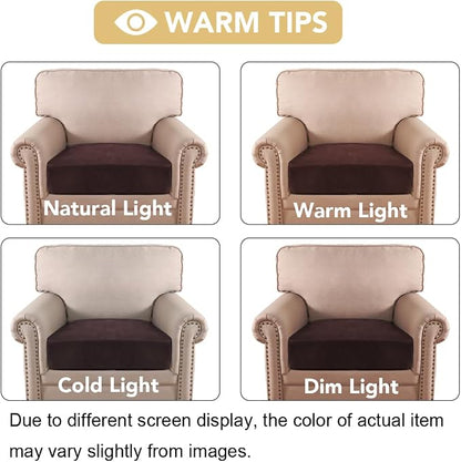 H.VERSAILTEX Velvet Stretch Couch Cushion Cover Plush Cushion Slipcover for Chair Cushion Furniture Protector Seat Cushion Sofa Cover (1 Piece Armchair Cushion Covers, Brown)