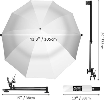XLINGZA UPF 50+ Beach Umbrella with Adjustable Universal Clamp