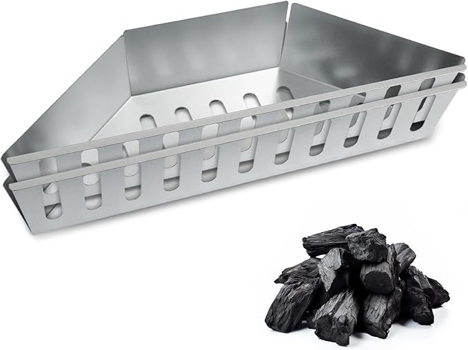 Pack of 2 Charcoal Baskets, High Temperature, Corrosion Resistance, Direct and Indirect, Barbecue Charcoal Holder for Briquettes, Wood Chips Coals, Grates