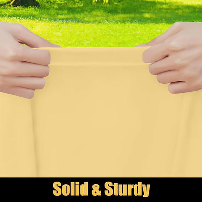 Smiry Rectangle Picnic Table Cloth, Waterproof Elastic Fitted Tablecloths for 8 Foot Tables, Washable Polyester Table Cover for Camping, Indoor and Outdoor (Light Camel, 30"x96")