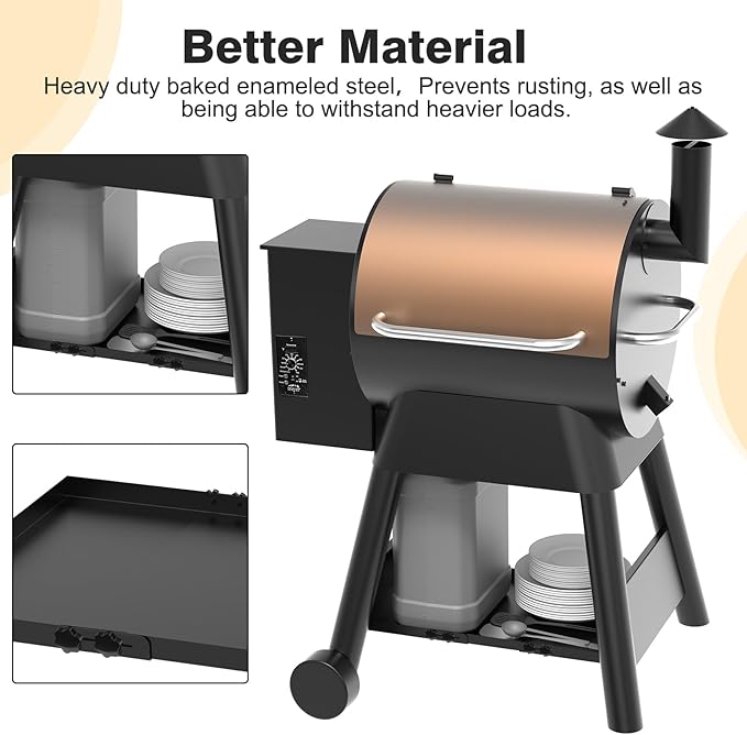 Universal 25.1"-28.3" Grill Storage Shelf for Traeger Pro 22 and 575 Series, Grill Accessories for Traeger Pellet Grill to Provide More Storage Space