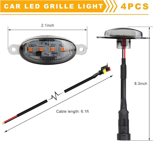 5 PCS Car LED Grille Lights, Waterproof Front Grille Running Lights with Wiring Harness, LED Grill Running Lamp Decorative Light for 2017-2019 F150 Raptor (Black & Yellow, 4 PCS)