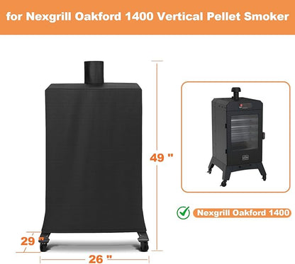 Grill Cover for Nexgrill Oakford 1400 Vertical Pellet Smoker Grill, Heavy Duty Waterproof UV Resistant Nexgrill Oakford 1400 Grill 700-0013 Cover