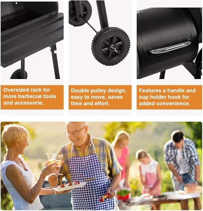 BBQ Grill Charcoal Barbecue Outdoor Pit Patio Backyard Home Meat Cooker Smoker Process Paint Not Flake Black