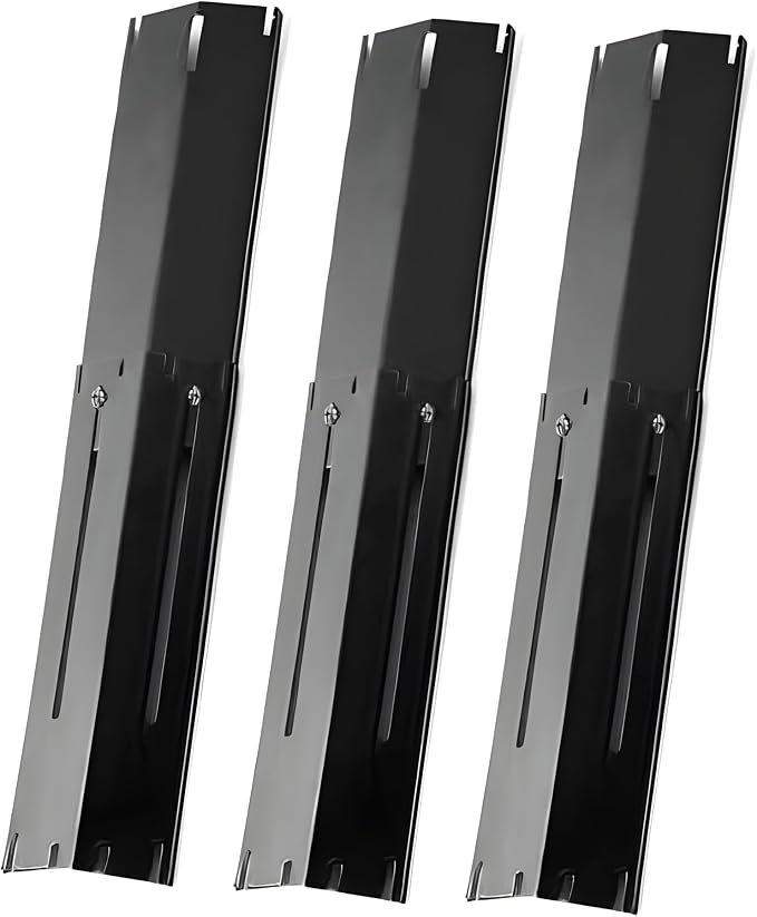 Universal Adjustable Heat Plates/ Heat Tents/ Buner Covers/ Heat Shields for 3 Burner Grills from Brinkmann, BHG, Dyna Glo, Backyard Grill (3-Pack Adjustable Heat Plates (Porcelain Steel))