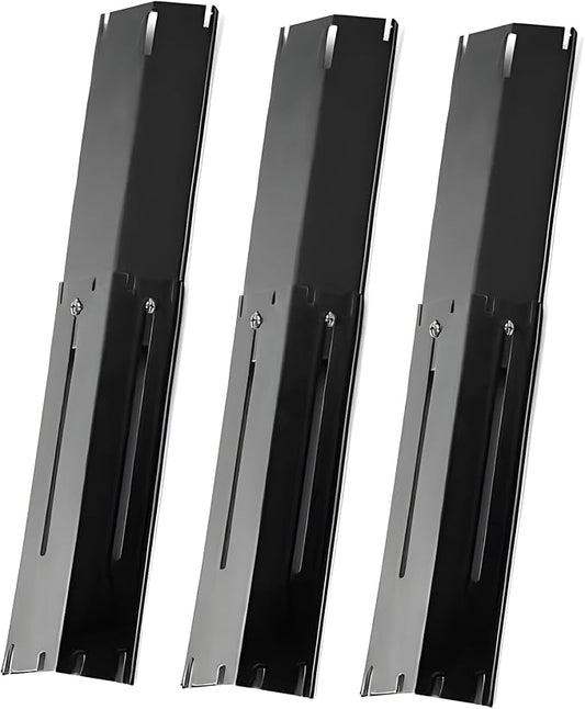 Universal Adjustable Heat Plates/ Heat Tents/ Buner Covers/ Heat Shields for 3 Burner Grills from Brinkmann, BHG, Dyna Glo, Backyard Grill (3-Pack Adjustable Heat Plates (Porcelain Steel))