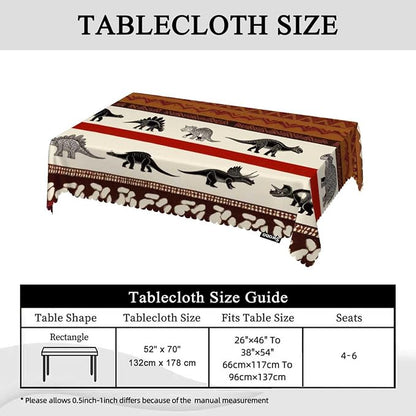 Swono Dinosaurs Tablecloth Tribal Geometric Animal Dinosaurs Heavy Duty Table Cloth Decorative Table Cover for Kitchen, Party Banquet and Holiday Tablecloth, 52x70 Inch(4-6 Seats)