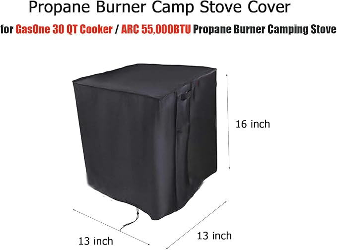 Outdoor Single Burner Stove Cover Fit for GasOne 30 QT Cooker, Portable Waterproof Camping Stove Propane Gas Cooker Cover- 13x13x16 inch