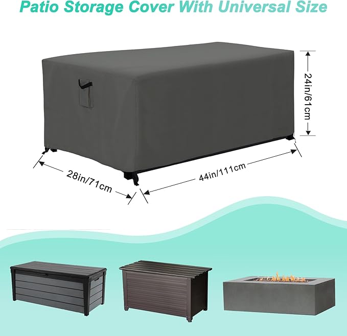 ABCCANOPY Patio Deck Box Cover Waterproof and Dustproof Winter Protection Outdoor Storage Box Cover Universal Furniture Cover 44x28x24 Grey