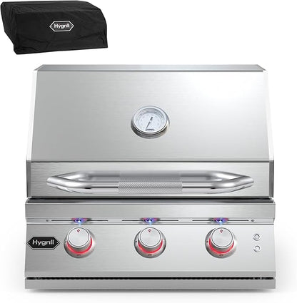 Hygrill Premium XTR 3-Burner Built In Grill, Stainless Steel Grill Head for Outdoor Kitchen and BBQ Grill Island, Heavy Duty Natural Gas Grill