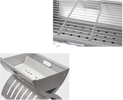 Portable Charcoal Grill for Camping BBQ, Outdoor Barbecue Grill with Stainless Steel Folding Rack, Camping Stove for Patio Picnic, Charcoal Grill BBQ Cooker for 3-5 Persons