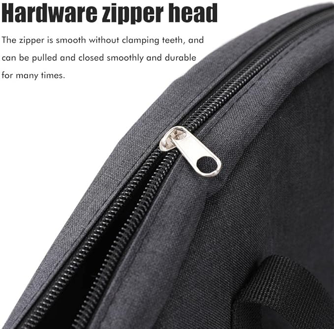 Grill Pan Storage Bag Grilling Pan Zippered Pouch Bag Cast Iron Grill Pan Skillet Tray Organizers with Handles for Outdoor Camping Picnic Cookware Storage Bag, Black, 48 x 40 cm