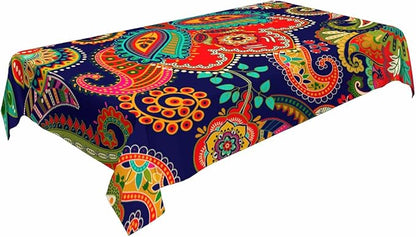 TKS MITLAN Paisley Floral Tablecloth Decor Retro Colorful Indian Style Boho Ethnic Flowers Table Cloth Dining Room Kitchen Table Cover 60" X 84" Oblong/Rectangle