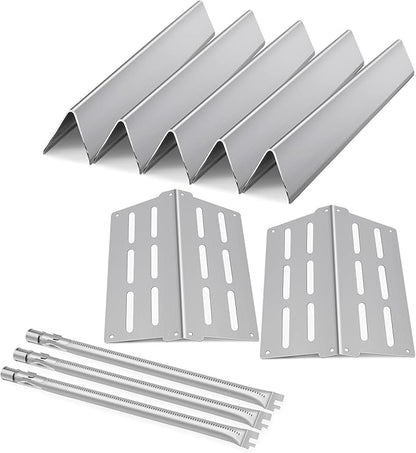 Genesis 300 Grill Parts 7620 Flavorizer Bars for Weber Genesis E310 E320 E330 S310 EP330 with 3pcs Burner 65505 Heat Deflectors Stainless Steel Replacement Parts for Weber Genesis 300 Series