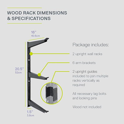 Delta Heavy Duty Wood and Lumber Storage Rack, Holds Up To 480 lbs - Easy to Install Mounted Rack With Steel Construction for Indoor & Outdoor Storage Solution For Garage, Basement & Pantry Cycle