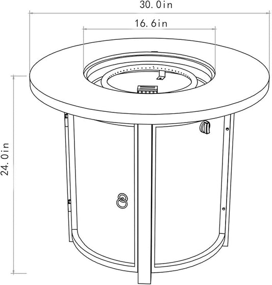 KEIKI 30 Inch Round Propane Fire Pit Table, Circular Outdoor Gas Firepit for Patio Balcony, 50000 BTU Steel Heater with Lava Rocks and Lid