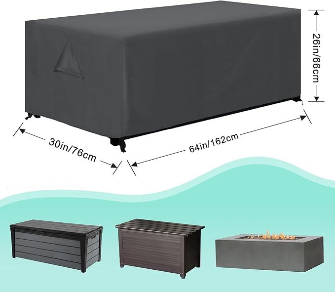 ABCCANOPY Patio Deck Box Cover Waterproof And Dustproof Winter Protection Outdoor Storage Box Cover Universal Furniture Cover 64x30x26 Grey