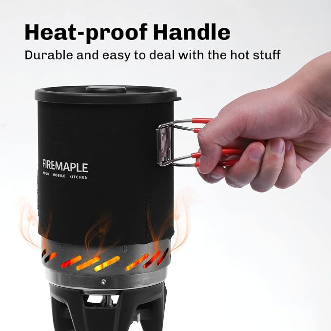 Fire-Maple Fixed Star 1 Backpacking and Camping Stove System, Black 18oz | 30% Faster Boil with HX Base, Piezo Ignition, Safe & Durable, All-in-One Pot, Compatible with Most Canisters, Portable