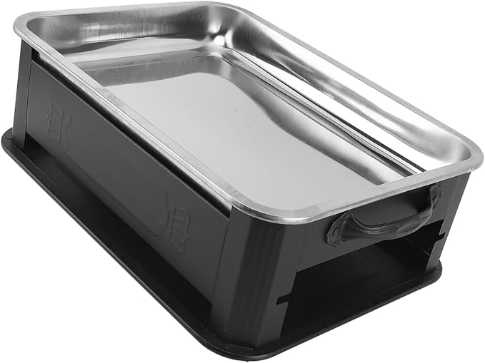 Fish Charcoal Alcohol Stove Stainless Steel Rectangular Grill for Commercial Use 2.2‑4.4lb Fish Pan for Home (Closed Black)