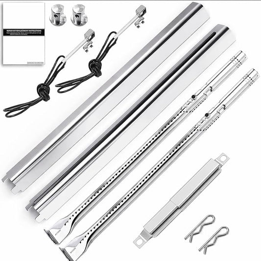 Uniflasy Grill Parts for Charbroil Performance 2-Burner 463630021 463655021 463655421 463655621,for Charbroil 4-Burner 463365021 463448021 Grill Burner Tube Heat Plates Shield Crossover Tube Igniter