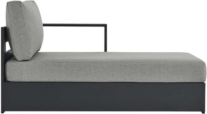 Modway Tahoe Powder-Coated Aluminum Outdoor Chaise Lounge Gray with Weather-Resistant Cushions, Modular Right-Facing Patio Lounger for Pool Furniture or Sectional Sofa Set
