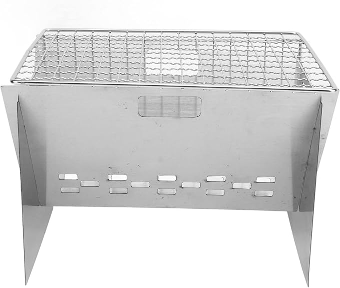 Folding Charcoal BBQ Grill, Mini Foldable BBQ Grill, Stainless Steel Mini Detachable Portable Barbecue Grill for Outdoor Camping
