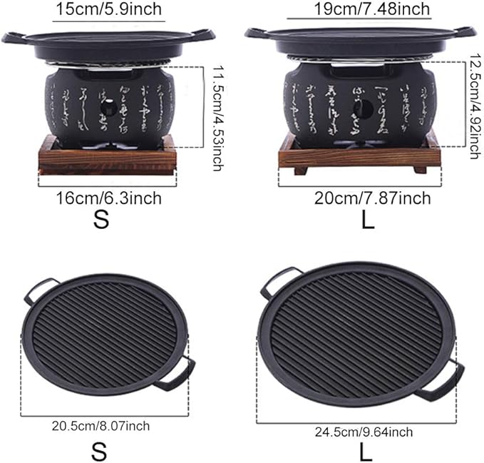 Japanese BBQ Grill - Portable Charcoal Stove with BBQ Plate & Accessories