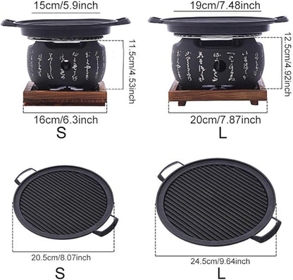 Japanese BBQ Grill - Portable Charcoal Stove with BBQ Plate & Accessories