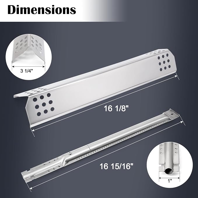 BBQ Grill Parts for Kitchenaid 4 Burner 720-0954, 720-0733, 720-0745, 740-0780, 720-0745B, 720-0733A, 740-0781, Stainless Steel Heat Plate, Burners, Igniter for Kitchen Aid Gas Grill Replacement Parts