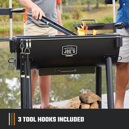 Oklahoma Joe's Firecraft Series Modular Open Fire Barrel Charcoal Grill with 480 sq. in. Cooking Area in Black & Custom-Fit Cover Bundle