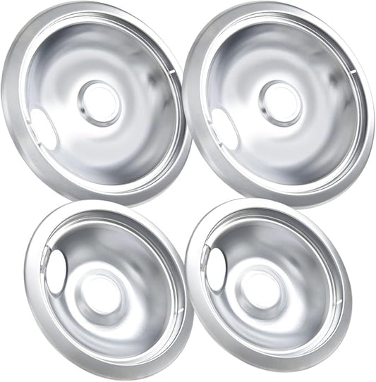316048413 and 316048414 Stove Burner Drip Pans for Electric Stove Top - Perfectly Fit Frigidaire Kenmore Electric Range -Thickening to Prevent Bending and Rust - Include 2 x 6 in, 2 x 8 in