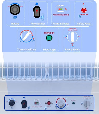 Propane Refrigerator with Freezer 13.5 Cu.Ft, Off Grid Gas Fridge, 110v/LPG Dual Power, RV Refrigerator for Outdoor Truck Camper Kitchen, White