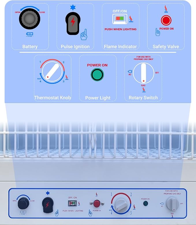 6.1 Cu.Ft. Propane Refrigerator with Freezer, 110V/LPG Gas Fridge, Quiet with Reversible Door, Off Grid Refrigerator for Cabin Camper & Home Use