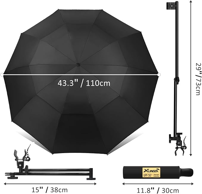 UPF 50+ Beach Umbrella with Adjustable Universal Clamp