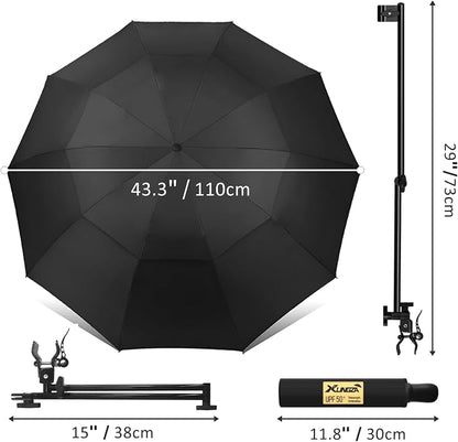 UPF 50+ Beach Umbrella with Adjustable Universal Clamp