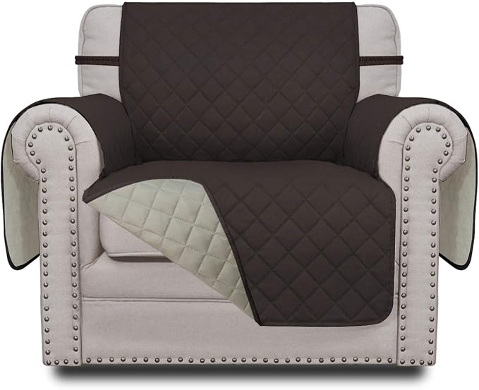 Easy-Going Reversible Couch Cover, Small Chair, Chocolate/Beige | Machine Washable Slipcover For Dogs, Water Resistant Furniture Mat For Living Room, Non-Slip Sofa Cover, Pet Friendly