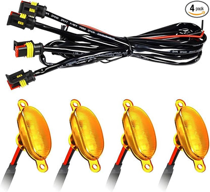 4PCS Car LED Grille Lights, Waterproof Bright Vehicle Grill Lights with Wiring Harness, Automotive Exterior Front Grille Trim Lamps Accessories, Compatible with F150 F250 F350 (Yellow)